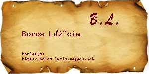 Boros Lúcia névjegykártya